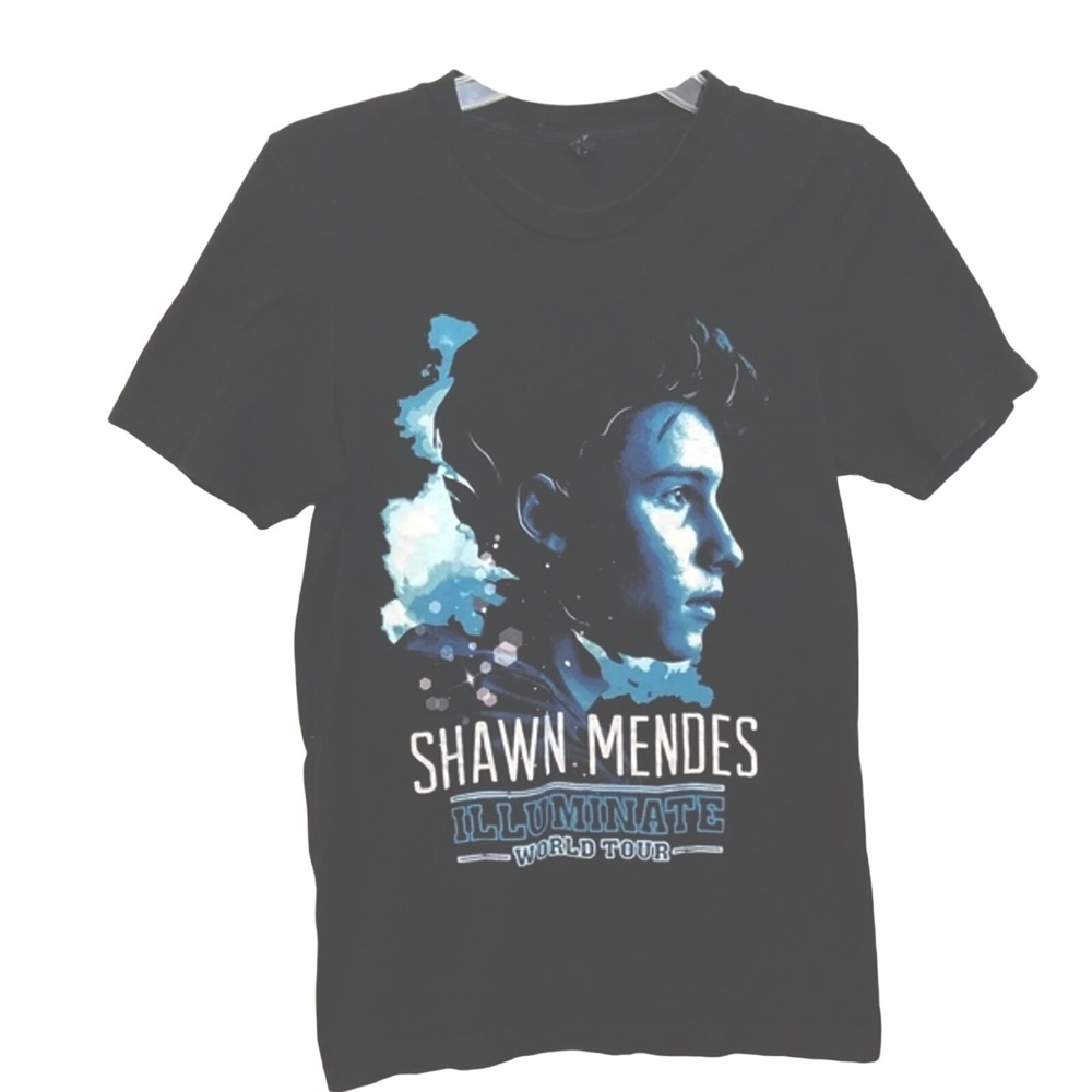 Shawn Mendes Illuminate World Tour Concert T-Shirt Black Short Sleeve Small